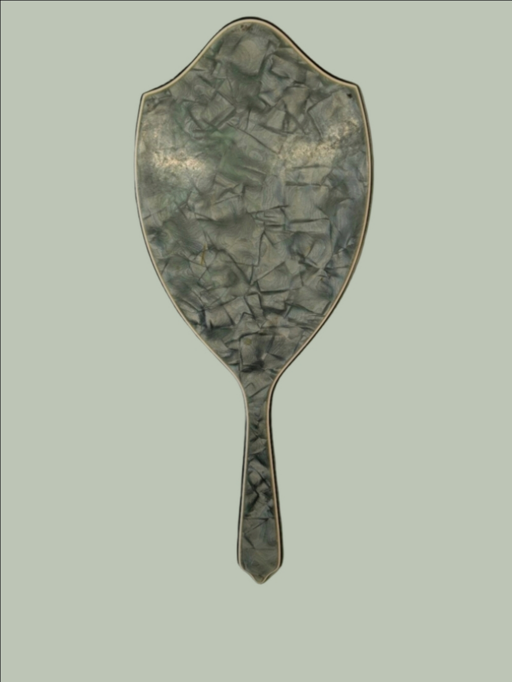 Vintage Hand Mirror Green Marbled Art Deco 1920s-